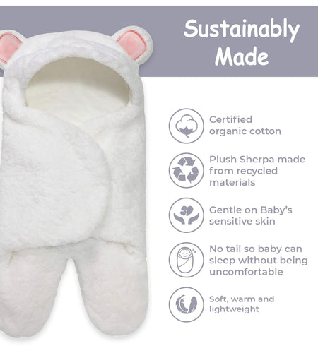 - Baby Swaddle Blanket, Cute Bear Organic Receiving Swaddling Wrap, Newborn Baby Girl Soft Plush Registry Gift (Pink 0-3)