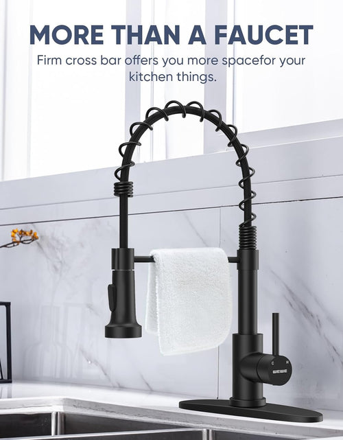 Load image into Gallery viewer, Kitchen Faucets with Pull down Sprayer Commercial Industrial Stainless Steel Single Handle Single Hole Spring Farmhouse RV Sink Faucet, Matte Black
