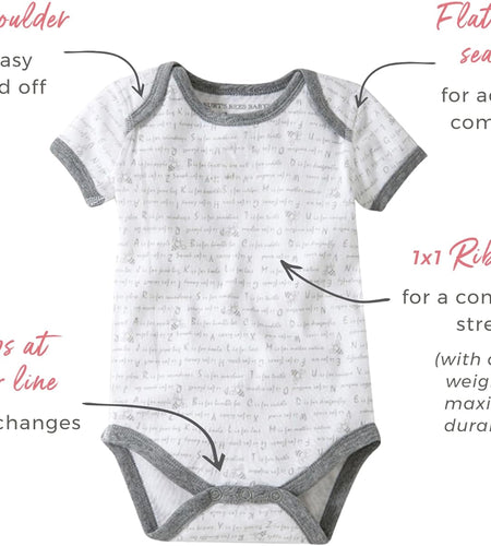 Unisex Baby Bodysuits, 5-Pack Short & Long Sleeve One-Pieces, 100% Organic Cotton