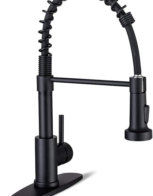 Load image into Gallery viewer, Kitchen Faucets with Pull down Sprayer Commercial Industrial Stainless Steel Single Handle Single Hole Spring Farmhouse RV Sink Faucet, Matte Black
