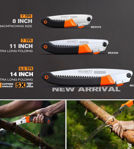 Folding Saw, Compact Design 8 Inch Blade Hand Saw for Wood Camping, Dry Wood Pruning Saw with Hard Teeth, Quality SK-5 Steel