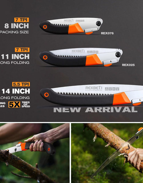 Load image into Gallery viewer, Folding Saw, Compact Design 8 Inch Blade Hand Saw for Wood Camping, Dry Wood Pruning Saw with Hard Teeth, Quality SK-5 Steel
