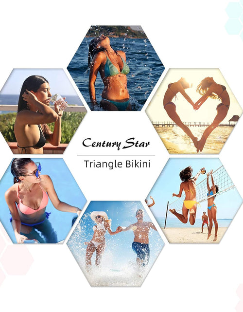 Load image into Gallery viewer, Women Tie Side Bottom Padded Top Triangle Bikini String Bathing Suit Two Piece Swimsuit
