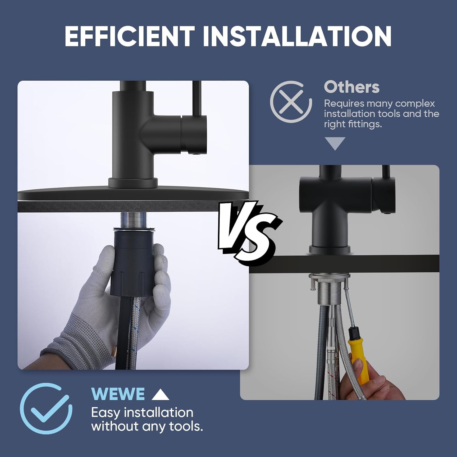 Kitchen Faucets with Pull down Sprayer Commercial Industrial Stainless Steel Single Handle Single Hole Spring Farmhouse RV Sink Faucet, Matte Black