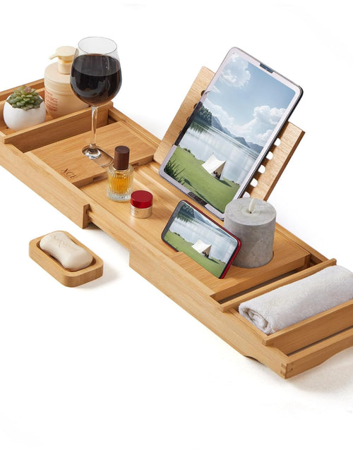 Load image into Gallery viewer, Bathtub Caddy Tray (Natural)- Bamboo Wood Bath Tray and Bath Caddy for a Home Spa Experience
