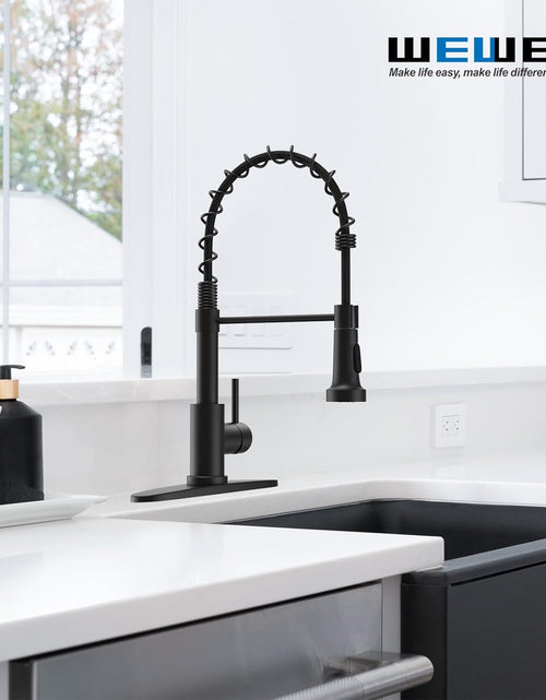 Load image into Gallery viewer, Kitchen Faucets with Pull down Sprayer Commercial Industrial Stainless Steel Single Handle Single Hole Spring Farmhouse RV Sink Faucet, Matte Black
