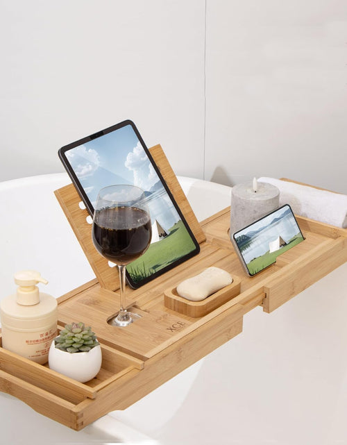 Load image into Gallery viewer, Bathtub Caddy Tray (Natural)- Bamboo Wood Bath Tray and Bath Caddy for a Home Spa Experience
