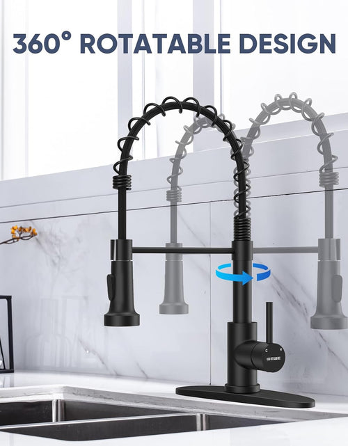 Load image into Gallery viewer, Kitchen Faucets with Pull down Sprayer Commercial Industrial Stainless Steel Single Handle Single Hole Spring Farmhouse RV Sink Faucet, Matte Black
