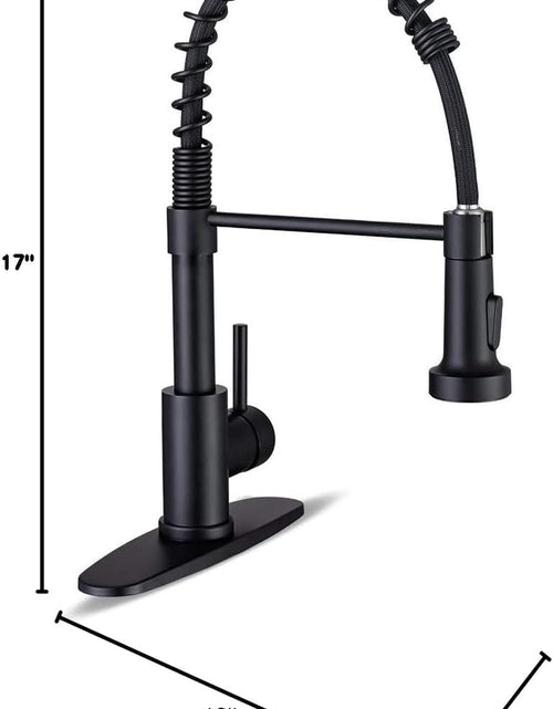 Load image into Gallery viewer, Kitchen Faucets with Pull down Sprayer Commercial Industrial Stainless Steel Single Handle Single Hole Spring Farmhouse RV Sink Faucet, Matte Black
