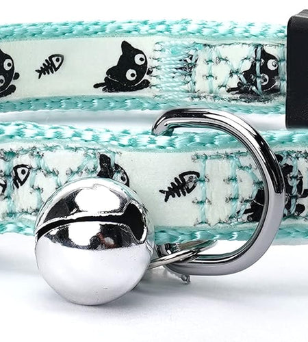 Glow in the Dark Cat Collar with Safety Buckle and Removable Bell Cat Collar Kitten Collar Cat Collar