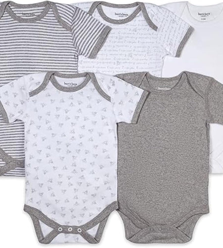 Unisex Baby Bodysuits, 5-Pack Short & Long Sleeve One-Pieces, 100% Organic Cotton