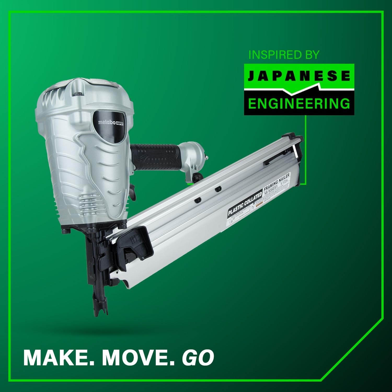 Framing Nailer, the Pro Preferred Brand of Pneumatic Nailers*, 21° Magazine, Accepts 2" to 3-1/2" Framing Nails, (NR90AES1)
