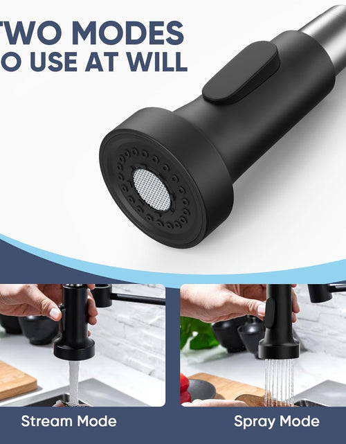 Load image into Gallery viewer, Kitchen Faucets with Pull down Sprayer Commercial Industrial Stainless Steel Single Handle Single Hole Spring Farmhouse RV Sink Faucet, Matte Black
