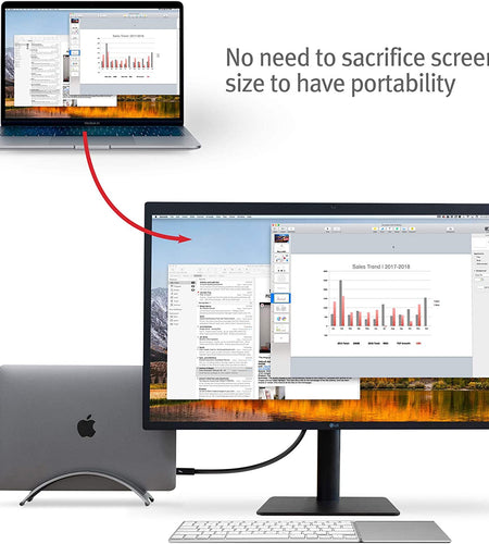 Bookarc for Macbook | Space-Saving Vertical Desktop Stand for Apple Notebooks (Space Grey)*Not Compatible with M1, See Insert Option to Update/Upgrade*