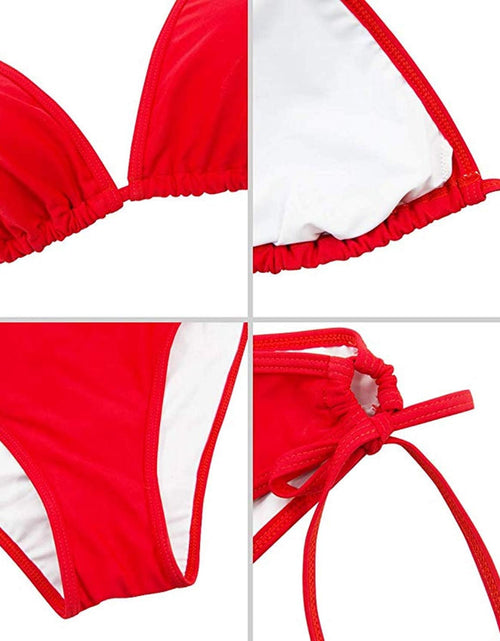 Load image into Gallery viewer, Women Tie Side Bottom Padded Top Triangle Bikini String Bathing Suit Two Piece Swimsuit
