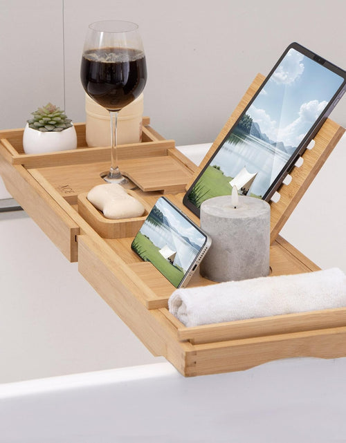 Load image into Gallery viewer, Bathtub Caddy Tray (Natural)- Bamboo Wood Bath Tray and Bath Caddy for a Home Spa Experience
